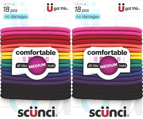 Scunci Sin Daños Elástico Del Pelo, Colores Surtidos 18 Ea (