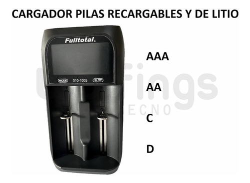 Combo 6 Pilas Grandes Recargables D 5000 + Cargador Display