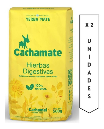 Yerba Con Hierbas Digestivas Manzanilla Cachamate 500gr X 2u