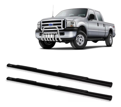 Estribo Cabine Dupla Oblongo Preto Para F-250 1999 À 2012