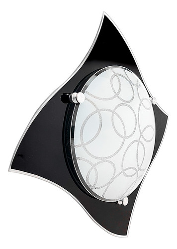 Lampara De Techo Luz Ideal, Plafón Pañuelo Negro. Circulos
