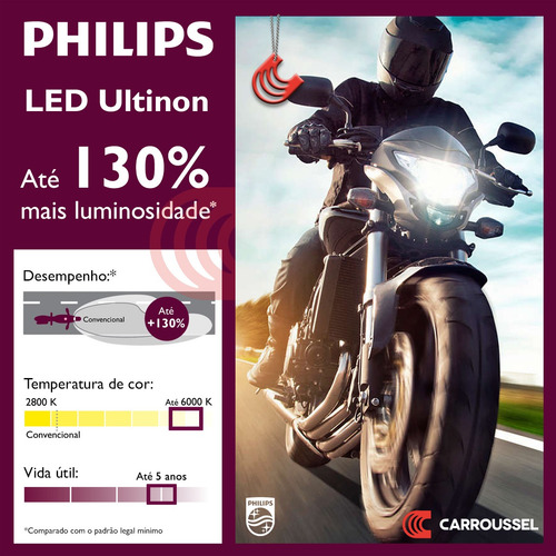 Imagem 5 de 6 de Lâmpada Led Ultinon Philips Moto Hs1 / H4 12v 6000k