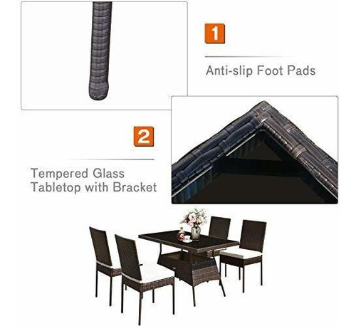 Imagen 7 de 10 de Tangkula Juego De Comedor De Mimbre Para Patio, Mesa Y Silla
