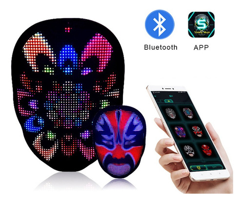 Máscara De Pantalla Luminosa Led Que Cambia La Cara Hallowee