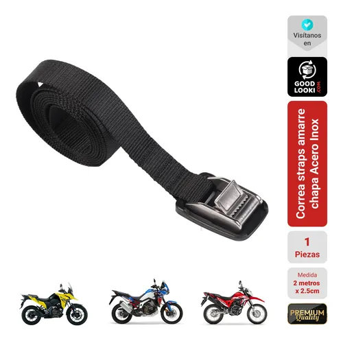 Correa Straps Moto Viaje Resisten Adventure Chapa Acero Inox