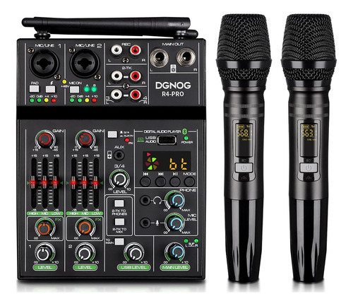 Mezclador De Audio R4 Pro 4 Canales Bluetooth Usb