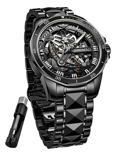 Skeleton Mens Watch Automatic Mechanical Self Winding Luxury