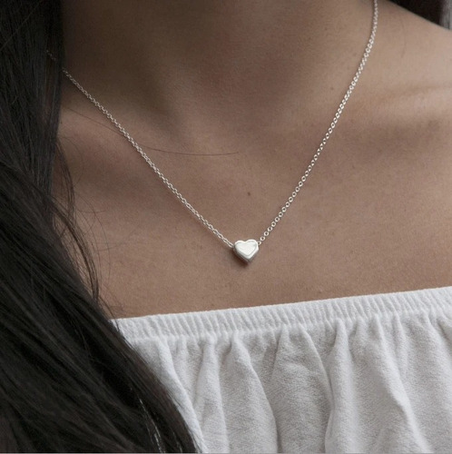 Imagen 6 de 8 de Collar Mujer Corazón Mini Minimalista Acero Inoxidable Moda