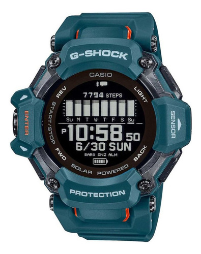 Relógio Casio G-squad Multiesportivos Gbd-h2000-1a9 Cor Da Correia Azul-petróleo Cor Do Bisel Azul-petróleo Cor Do Fundo Preto