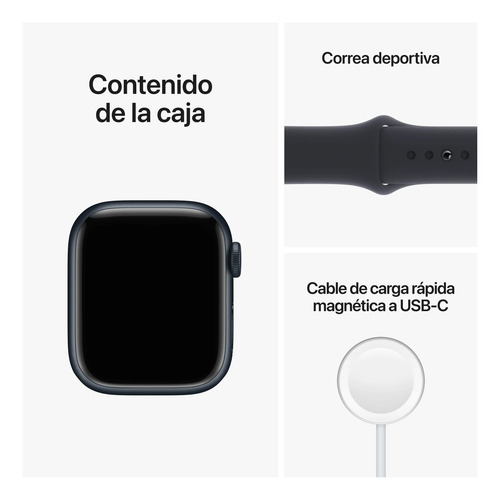 Apple Watch Series 8 GPS - Caja de aluminio medianoche 41 mm - Correa deportiva medianoche - Patrón