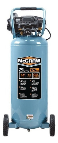 Compresor De Aire Vertical Sin Aceite De 21 Galones Y 175psi Color Azul Claro Fase Eléctrica Monofásica Frecuencia 120