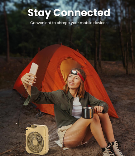 Lemoistar Ventilador De Camping Con Linterna Led, Ventilador