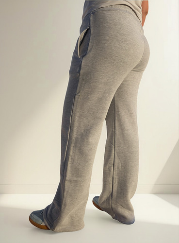 Pantalón Jogging Jogger Palazzo Mujer Algodón Con Friza