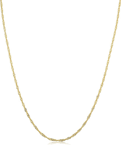 Collar De Cadena Singapur De Oro Amarillo De 14 K De Kooljew