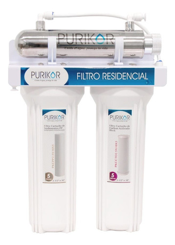 Filtro Purificador De Agua 3 Etapas Purikor 0.5 Gpm. Luz Uv