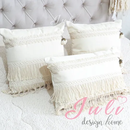 Set X3 Almohadones Decorativos Para Cama Vellón Calidad