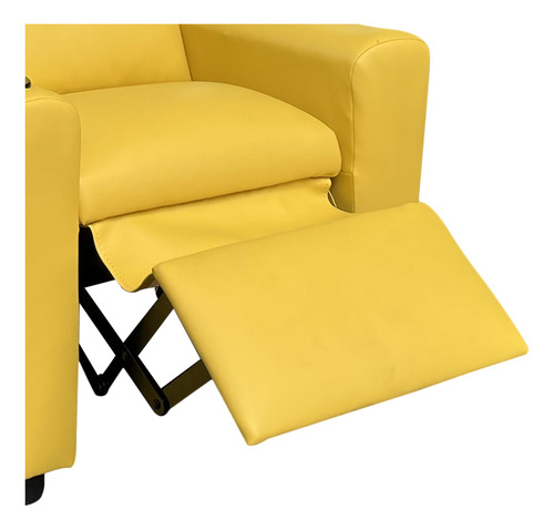 Silla Reclinable Piel Sintética Amarilla Con Portavasos