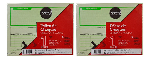 Póliza De Cheques 2 Blocks C/25 Juegos Original/copia Carta