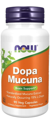 Suplemento en cápsulas vegetales NOW  Apoyo Cerebral Dopa Mucuna