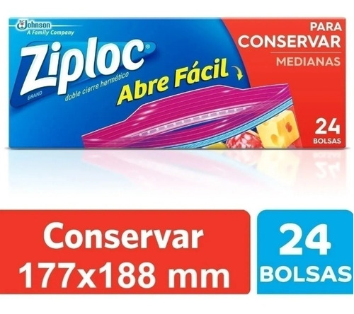 Bolsas Ziploc Conservar X 24 Medianas Envio