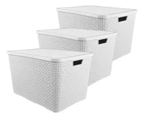 Comprar Set 3 Cajas Organizadoras Plástica Simil Ratan 40 Lts Arqpl