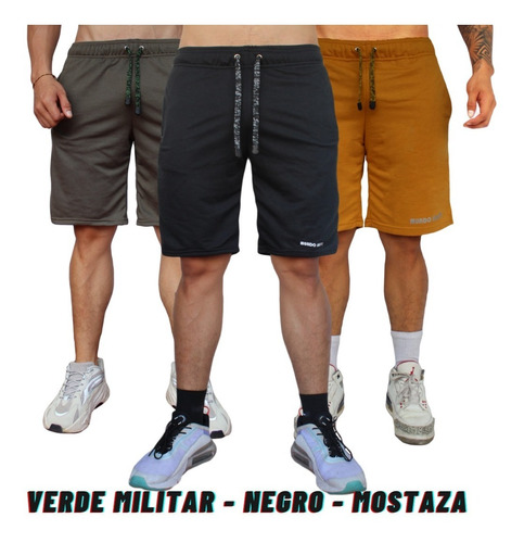 3 Unid Pantalonetas Largas Regular Fit, Short Largo Hombre
