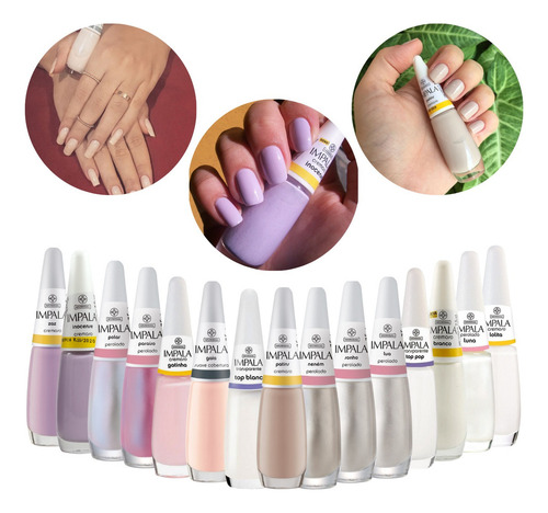 Kit 15 Esmaltes Impala Atacado Tons Claros Completo 