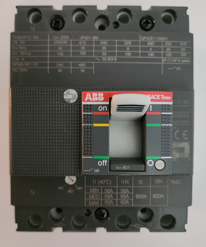 Interruptor Automatico Moldeado 4p 80a Xt1c 160 1sda067405r1
