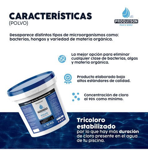 Cloro Para Alberca En Polvo 10 Kg Al 90% Tricloro Blanco
