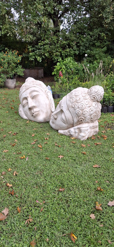 Cabeza Buda Gigante 75 Cm De Alto De Resina Retiro Del Local Crema