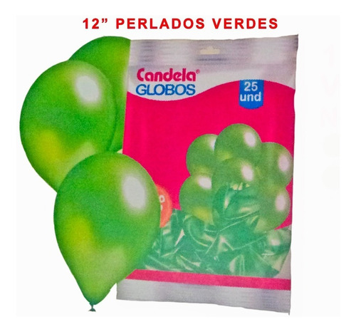 25 Globos Perlados 12pulgadas Verde - Hoy La Golosineria