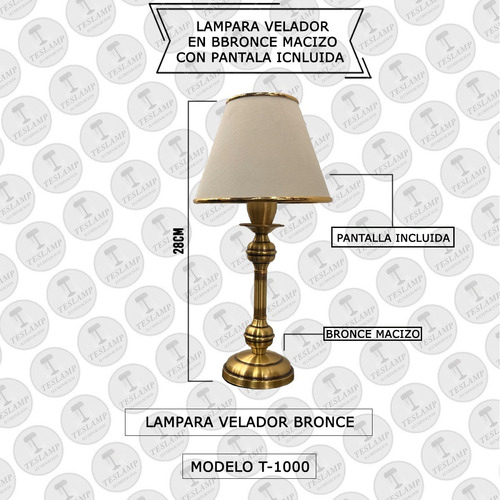 Lampara Velador Clasico De Mesa En Bronce Apto Led