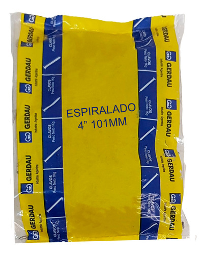 16 Kg Clavos Espiralado 4 Pulgada 101mm Gerdau Diámetro Nominal 4.5 Mm Largo 10 Cm