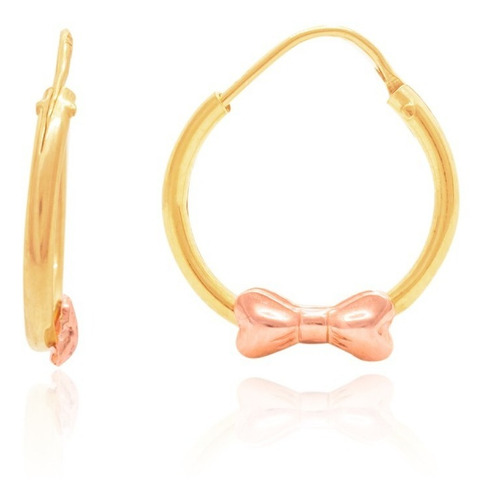 Arracadas Cañoncillo Moñito Oro Rosa 10 Kilates 1.2 Cm