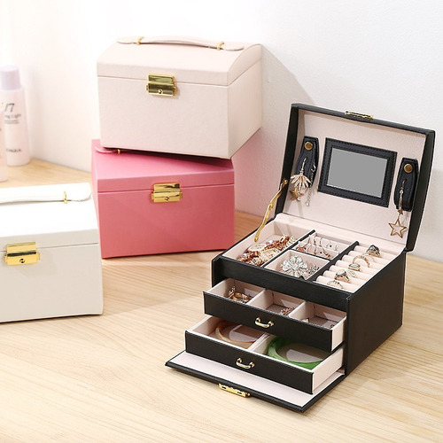 Imagen 5 de 6 de Joyero Caja De Joya Con Espejo Tipo Maleta Organizador Joyas