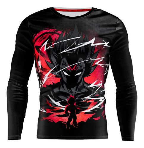 Playera Caballero Manga Larga Dbz Rojo