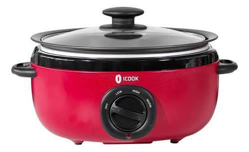 Icook Usc-35-op001rd Olla De Cocción Lenta De 3,5 Cuartos,