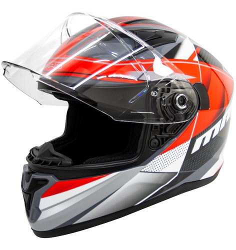 Imagen 3 de 10 de Casco Moto Integral Speed Razor Mac Gris Blanco Rojo Gloss