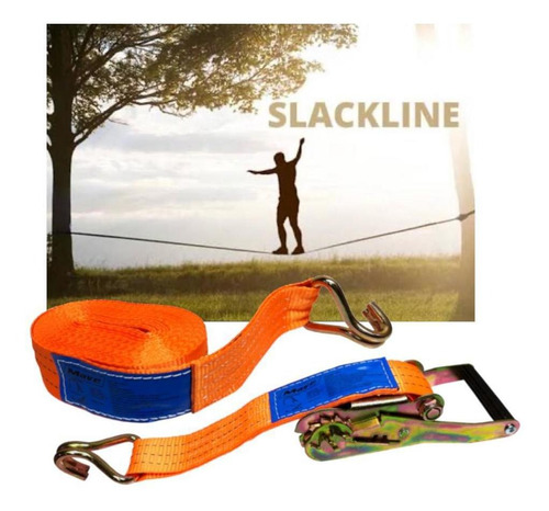 Cinta Catraca Slackline 9 Metros X 50mm 3000kg Gancho J