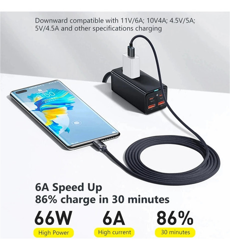 Cable Usb A A Tipo C De 120 W Y 6 A, Carga Rápida De 1,5 M