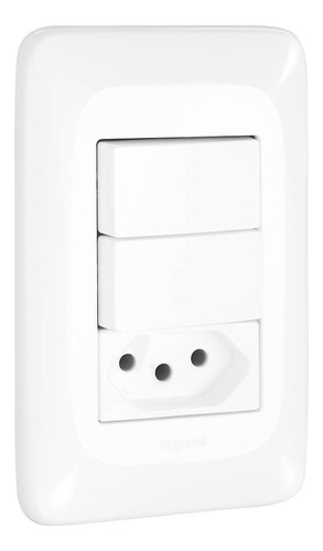 Interruptor Duplo Com Tomada 10a Pial Pop Simples 4x2 Lgx113