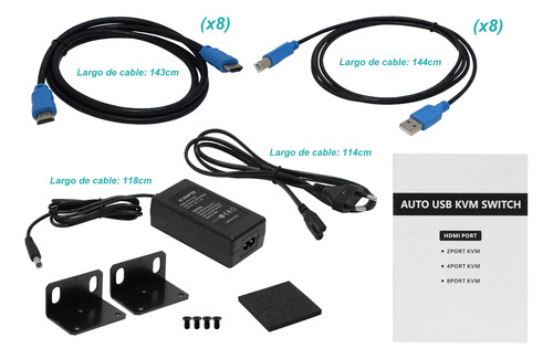 Kvm 8-hdmi-usb Rack Req-cables 2-usb2.0-ah Inc-12v Ir-ctrl 3