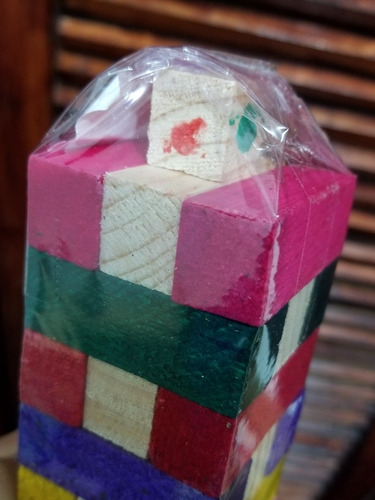 Juego Torre Bloques Colores Con Dado 100% Artesanal Madera