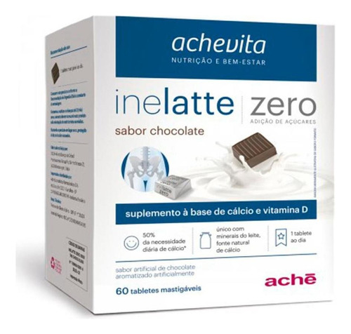 Inelatte Zero Sabor Chocolate 60 Tabletes Mastigáveis