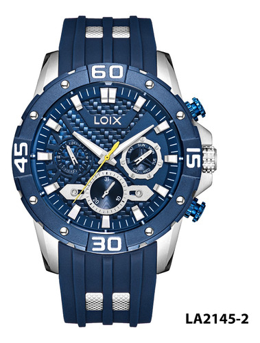 Reloj Hombre Loix®  La2145-2 Azul Con Plateado, Tablero Azul