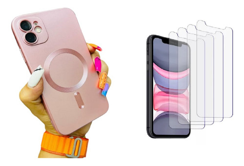 Funda Para Iphone 16 Magsafe + Vidrio Templado Rosa Iphone 16 Pro Max