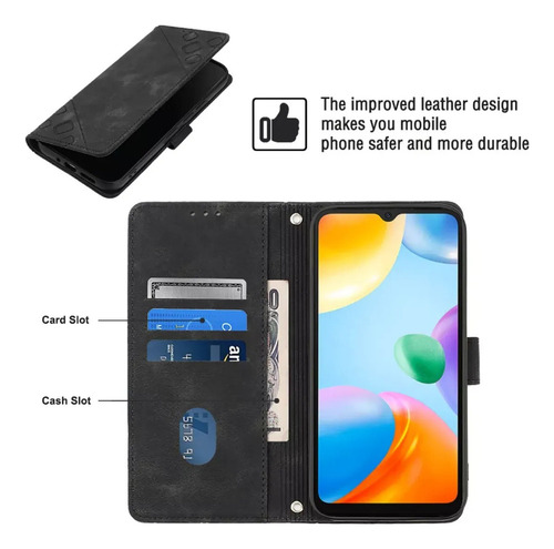 ( Funda Tipo Cartera Con Tapa En Relieve Para Xiaomi Redmi 10c