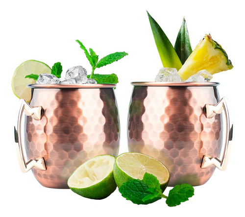 Set 2 Vasos Copper Mug Moscow Mule Tragos 600ml Coctel 