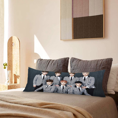 Cojin Almohada Larga Bts Trajes Gris Foto Formal 35x100cm Diseño De La Tela Lisa