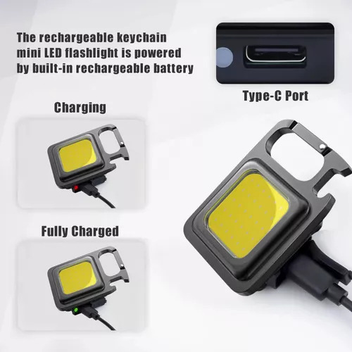 Mini Linterna Led Llavero,lámpara De Mano Recargable Usb